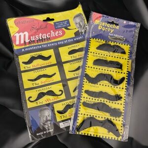 Brand New Stick-On Mustaches - 2 Sets - Perfect for Halloween or Party Favors!